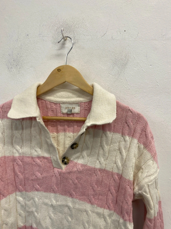Lovely joules striped knit pink white jersey UK 10 EC001