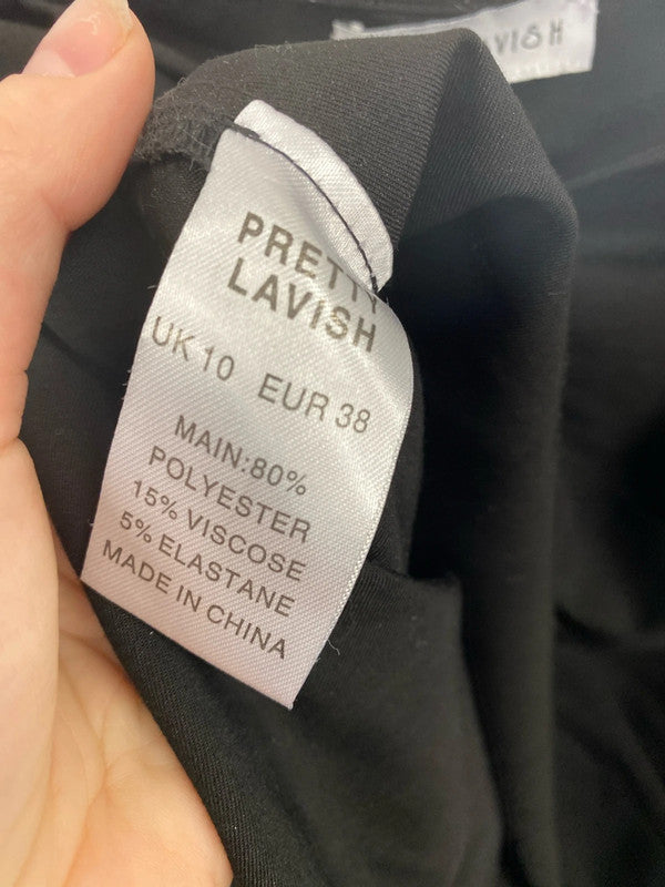 Pretty Lavish Stylish Black Square Neck Top UK 10 CJ001