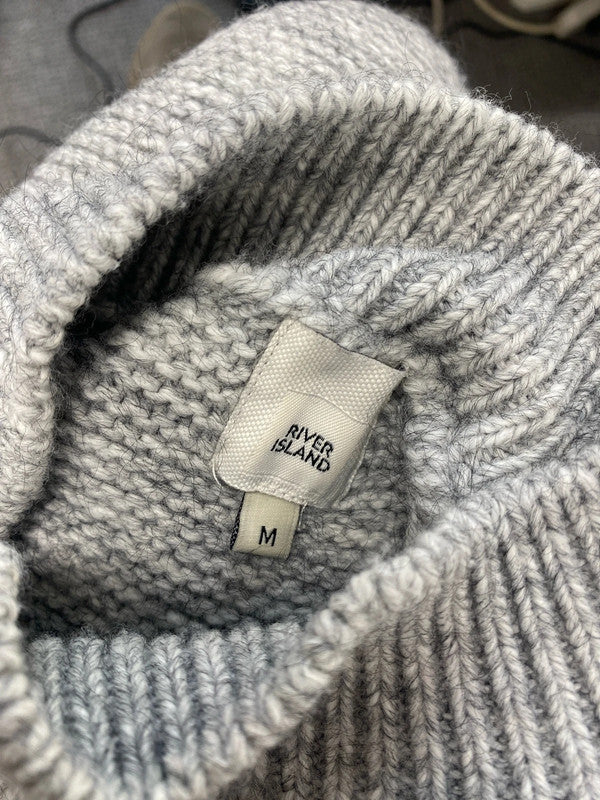 Stunning river island grey knit longline sweater UK M GW001