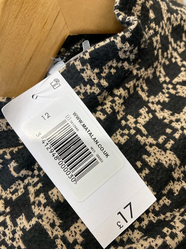 Fabulous Matalan geometric loose fit dress Uk12 beige & black classic AO001