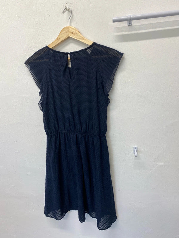 Fabulous Navy floaty romantic lightweight dress Uk10 H&M JM005