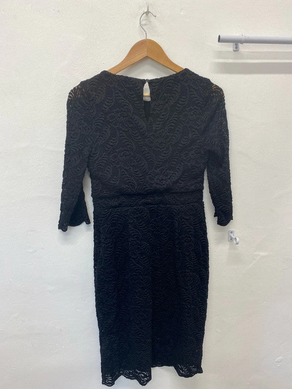 Fabulous Ruth Langsford Lace effect stretch black midi dress Uk12 MW001