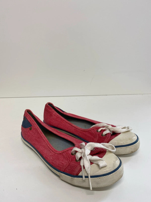 Fab Vintage Moshulu faded red 1990’s plimsole trainers Uk4 MM005