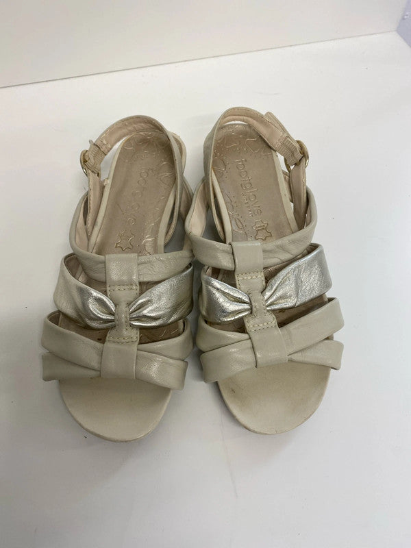 Fabulous Footglove Cream & Silver wedge sandals Uk4 Wide fit NC001