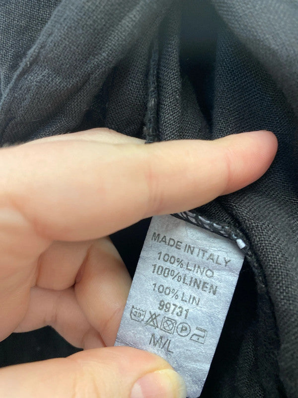 Made In Italy Chic Black Semi Sheer Wrap Midi Dress Size M-L KN003