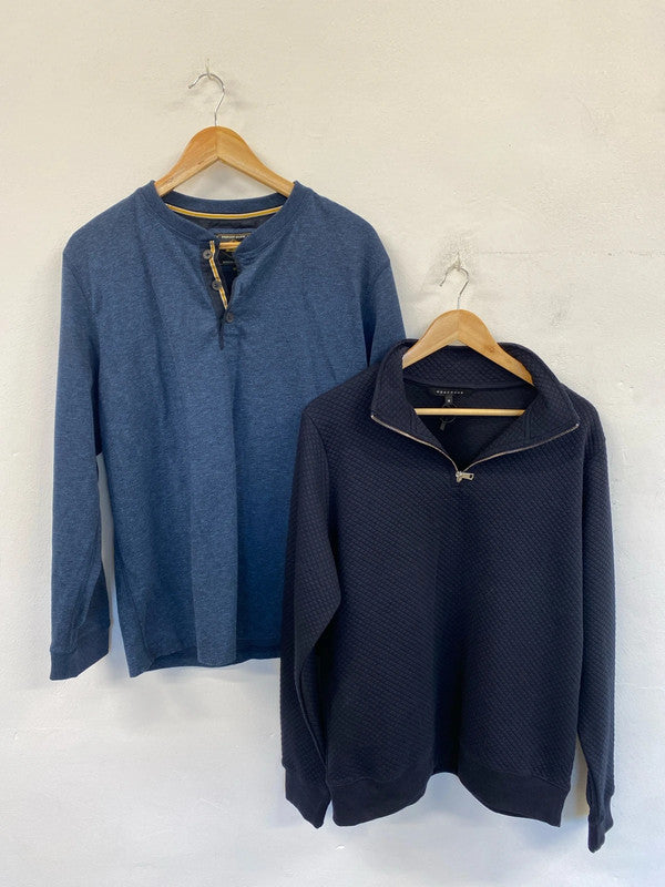 Classic gents jumper duo 1/4 Zip grandad navy M Next Peacocks #1 JR001