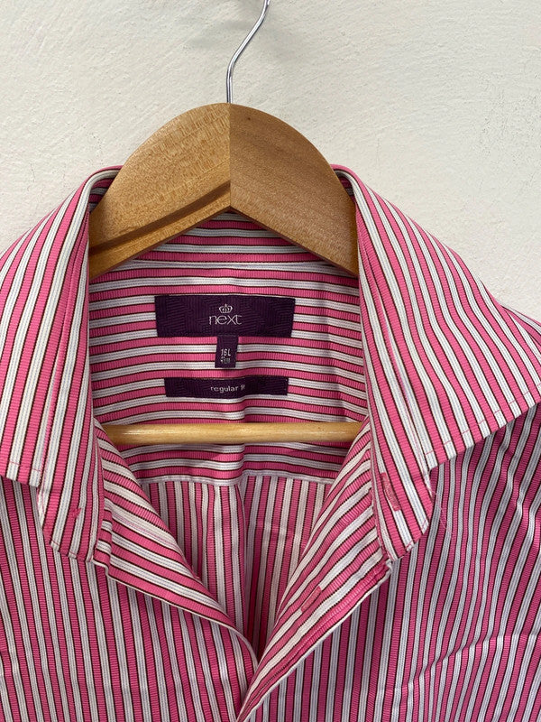 Duo of men’s striped shirts Next 16/16.5” blue Pink ND001