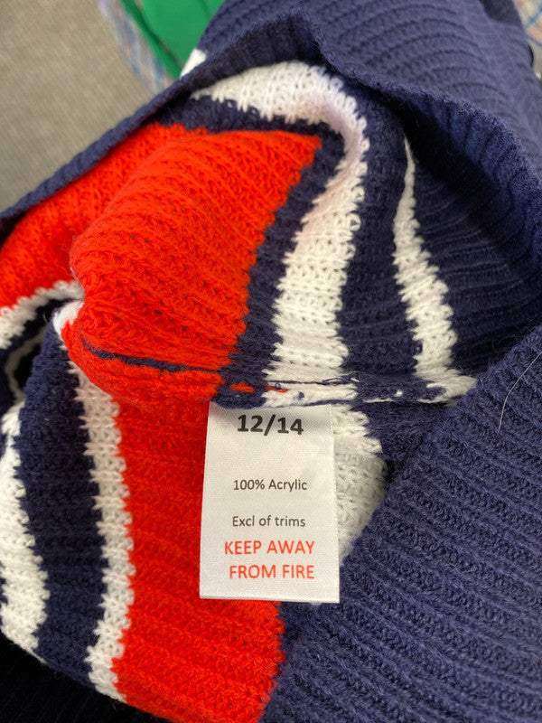 Lovely studio navy white stripe red jumper knit UK 12/14 NC001