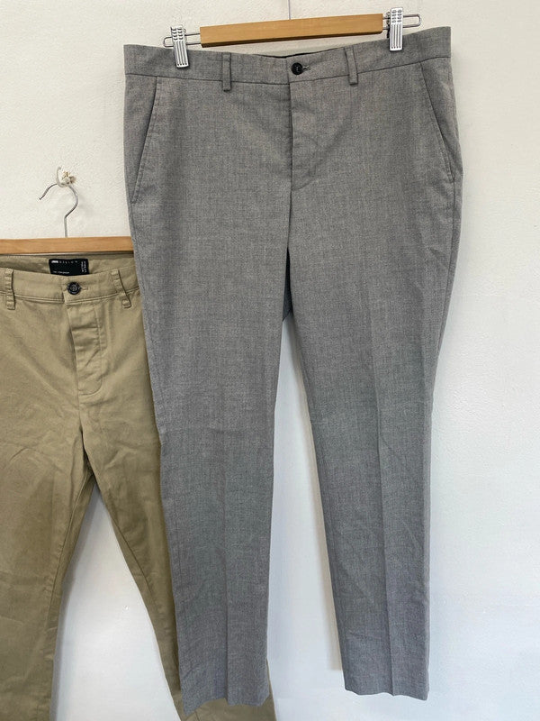 Duo of ASOS trousers 32r grey beige LL003