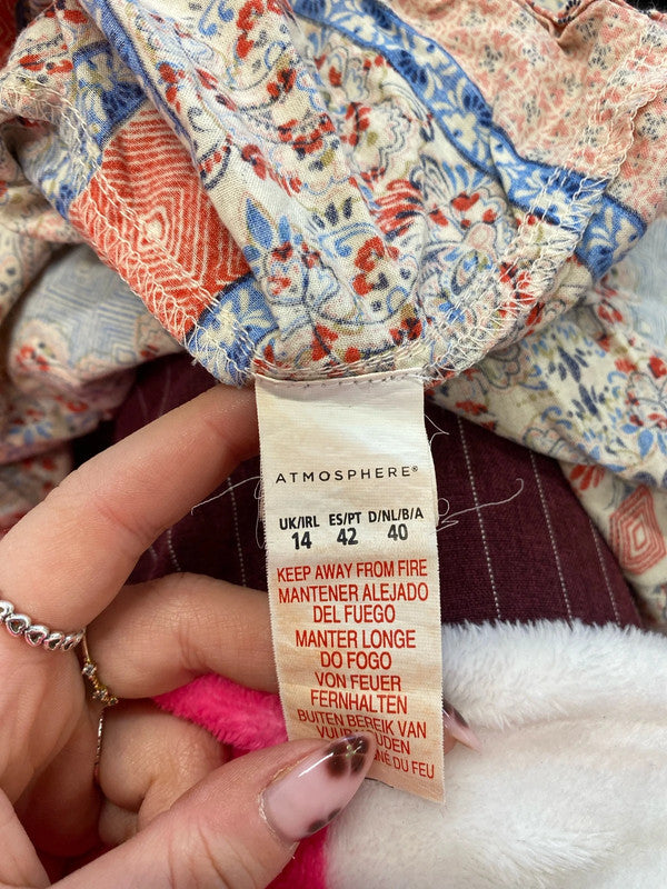 Lovely atmosphere pattern summers sleeveless midi dress UK 14 WS001