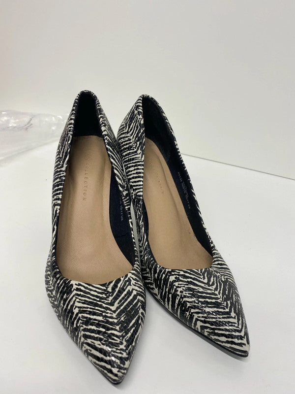 Stunning zebra detail faux snakeskin heels courts UK6 M&S LB005