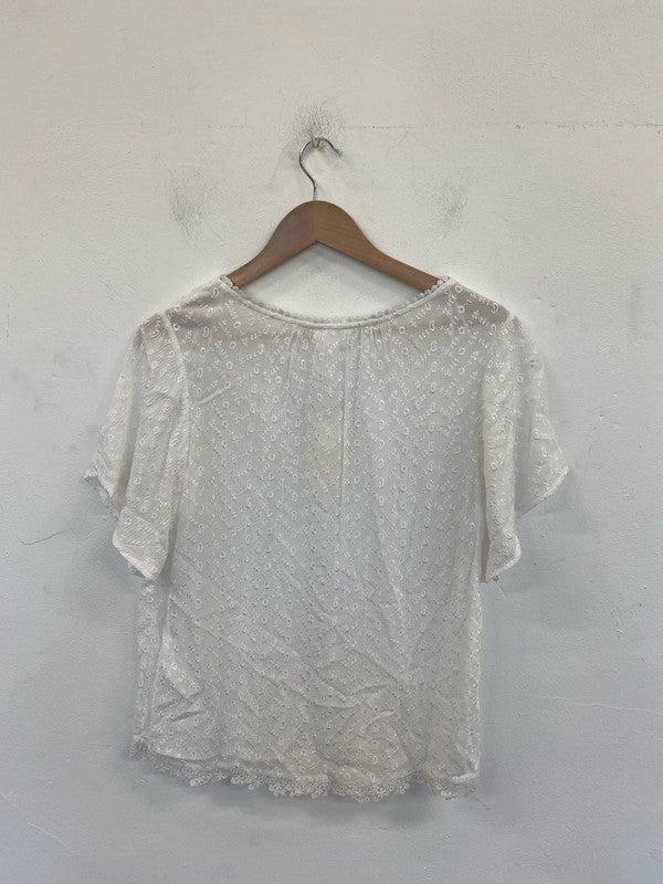 Falmer Heritage Boho Vibes White Embroidered Top UK 10 AO001