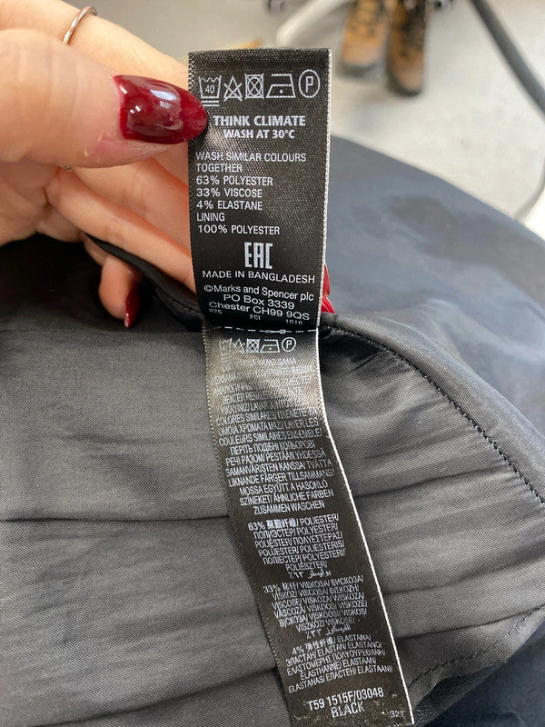 Lovely m&s black midi neck buckle dress UK 14 LB005