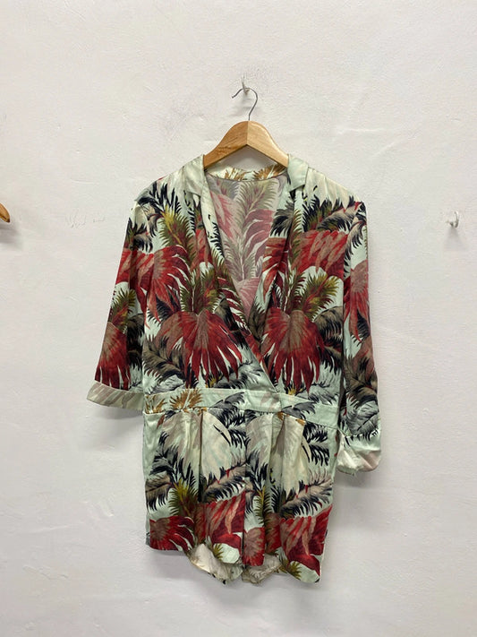 Fabulous Vintage Playsuit floral Hawaiian vibes uk8 NS003