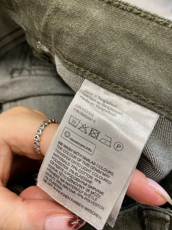 Lovely h&m khaki zip pocket jeans UK 10 JA001