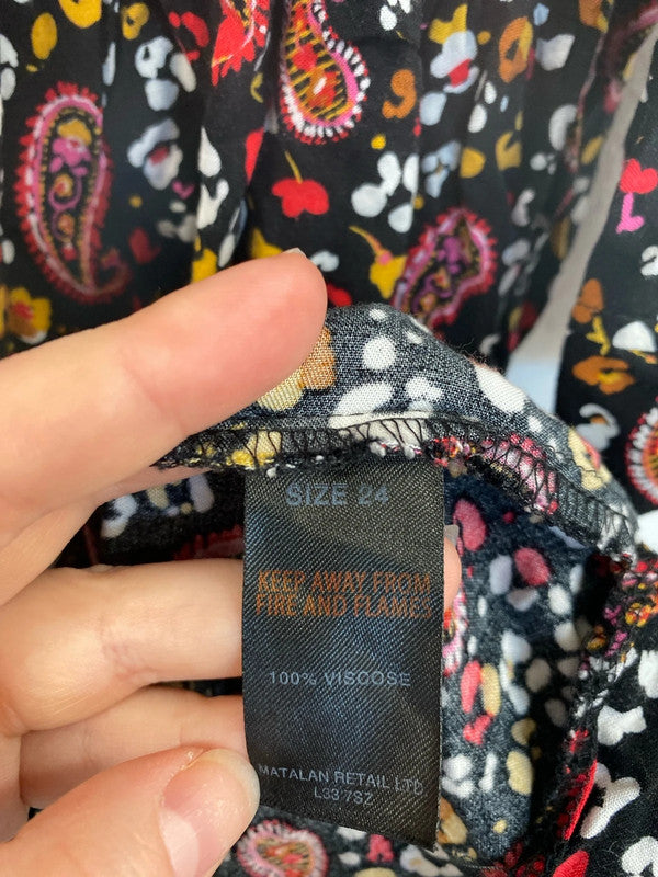 Papaya Fabulous Black Paisley Ditsy Animal Print Tunic UK 24 IM001