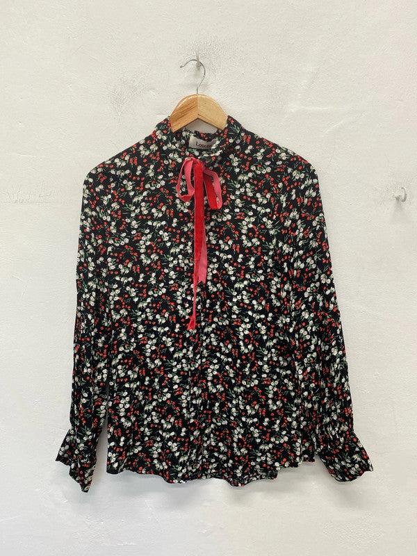 Louche Gorgeous Black Byron Jolly Ditsy Floral Shirt UK 8 CD001