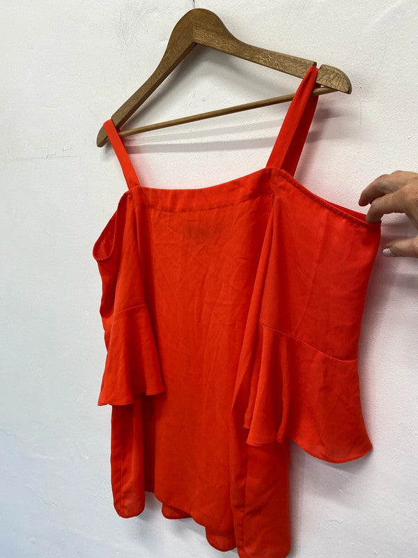 Fabulous Dorothy Perking cold shoulder orange loose top Uk14 LW005