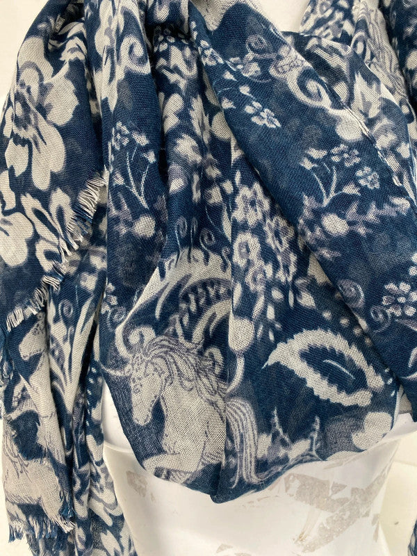 Fabulous Navy & Ivory horse scarf by Accessorize JR001