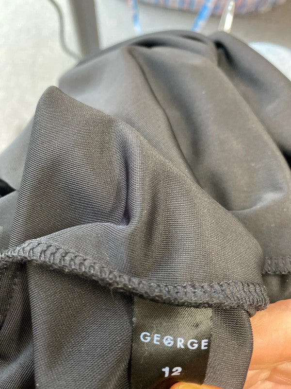 Fabulous oriental style mini black dress Uk12 Vintage George MM005