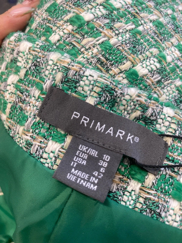 Stunning Primark Boucle checkered Green white shorts nwt UK 10 JM008