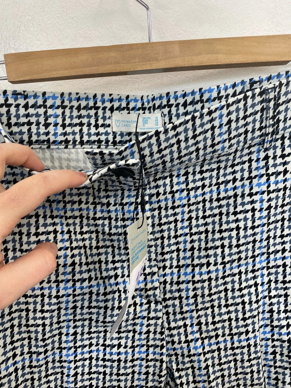 Primark Stylish Black & Blue Houndstooth Stretch Trousers UK 18 WS001