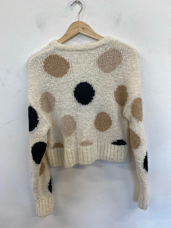& Other Stories Fabulous Cream Polkadot Crop Jumper Size S CJ001