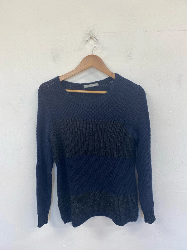 M&S Fabulous Navy Sparkle Knit Jumper UK 10 GK002