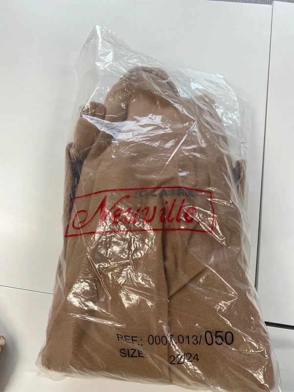 Neuville Stylish Tan Overcoat & Faux Fur Hood UK 14-16 JW002