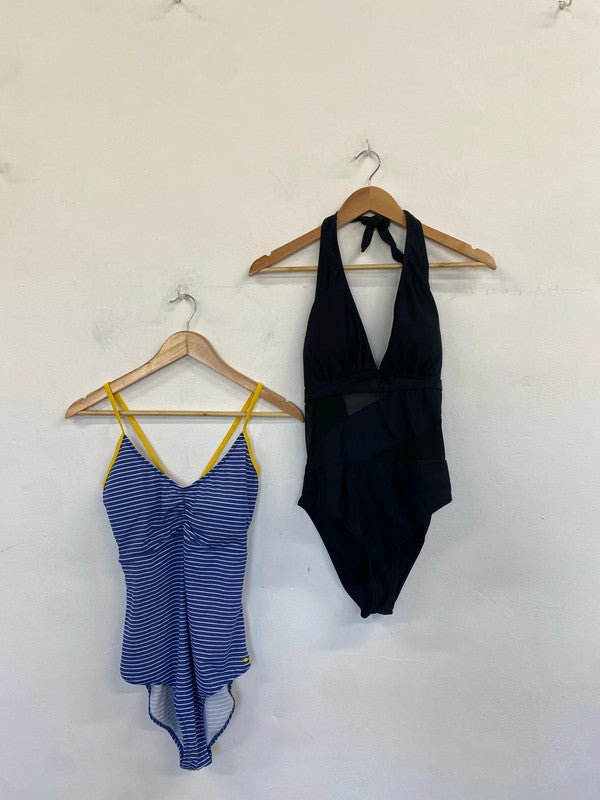 Lovely duo of swimsuits tresspass black blue UK M #60 LD003