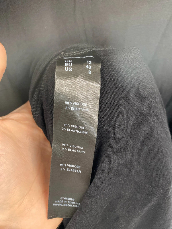 Asos Fabulous Black Jersey Low Back Maxi Dress UK 12 NN001