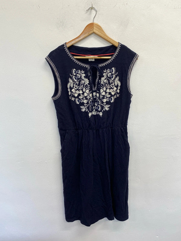 Fabulous Boden navy embroidered jersey dress Uk14 L KN003