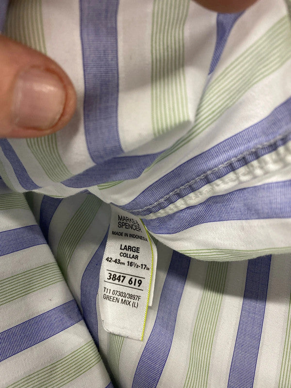 Duo of Mens classic shirts stripe check 16.5 Charles Tyrwhitt M&S bundle 61 JS004