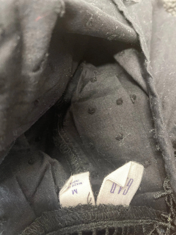 Fabulous Black broderie cotton boho top Uk M 12 NN001