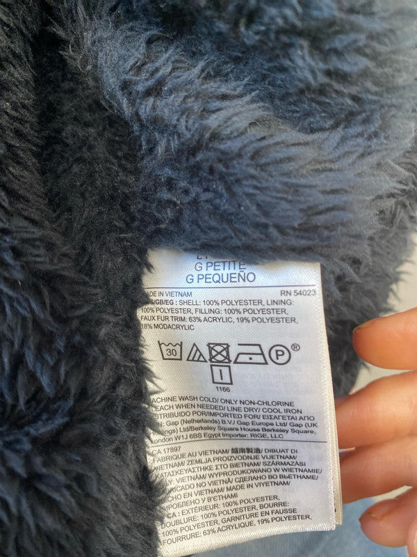 Fabulous Black faux Fur lined Gilet Banana Republic UkL Petite GW001