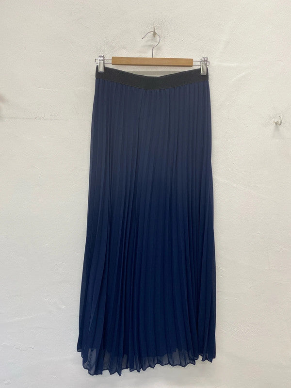 Made In Italy Elegant Navy Pleated Maxi Skirt Size M CD001