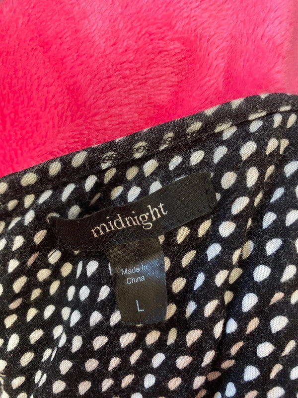 Lovely midnight black white spotted tunic dress UK L WS001