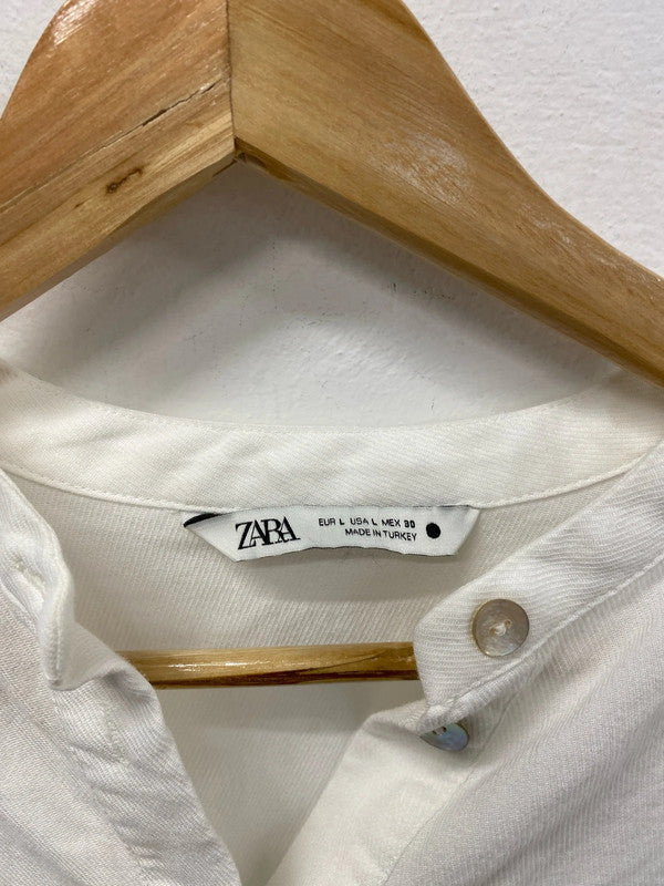 Zara Chic White Loose Fit Tunic Top Size L CM007