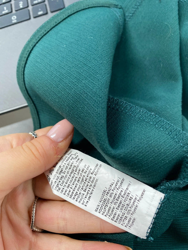 Stunning river island midi split Forrest green dress UK 6 YTH01