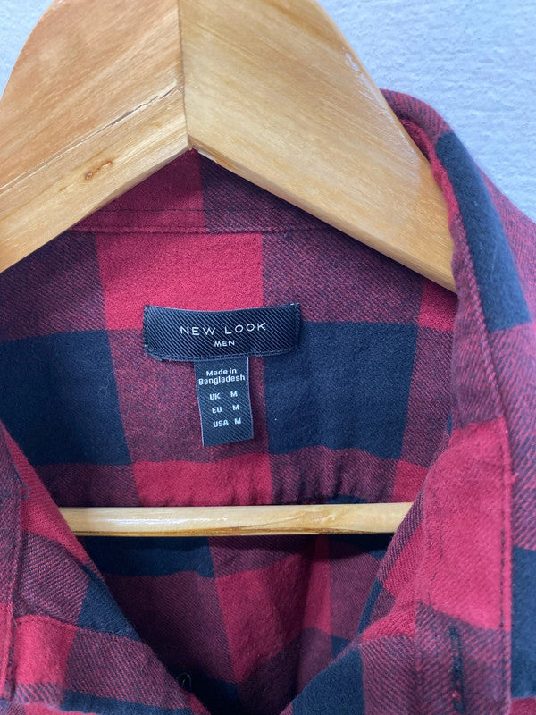 Duo of classic check New Look shirts red green black M #2 JR001