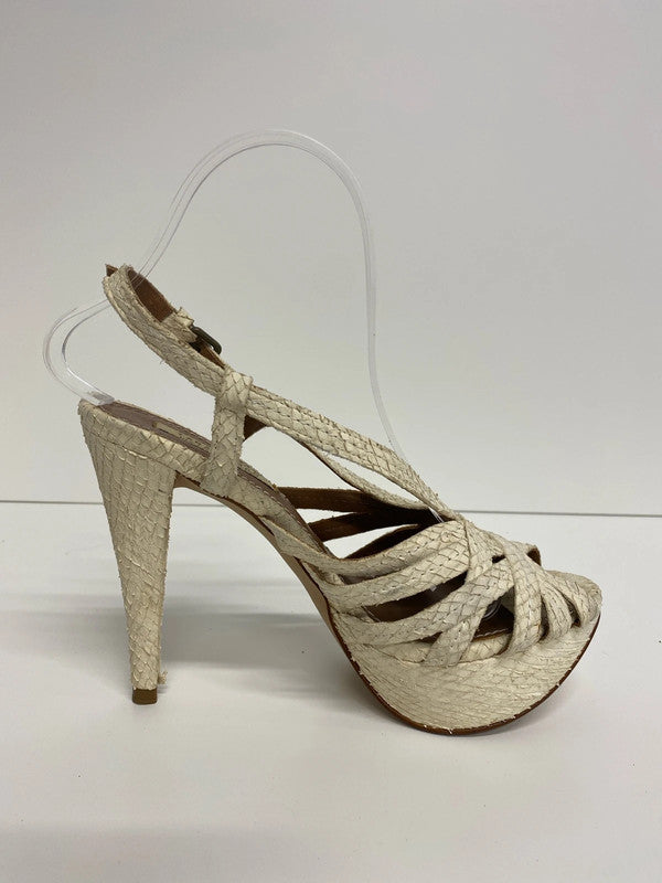 Zara Chic Cream Reptile Effect Heeled Sandals UK 5 AE001