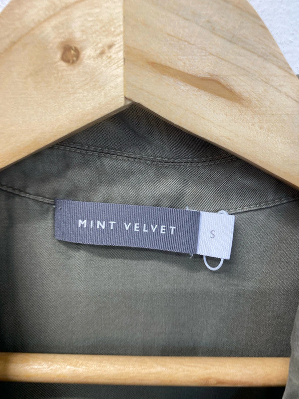 Mint Velvet Khaki Button Up Vest Top Size S CJ001