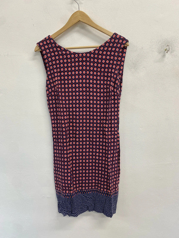 Gorgeous promod red blue geometric midi dress UK 12 JB003