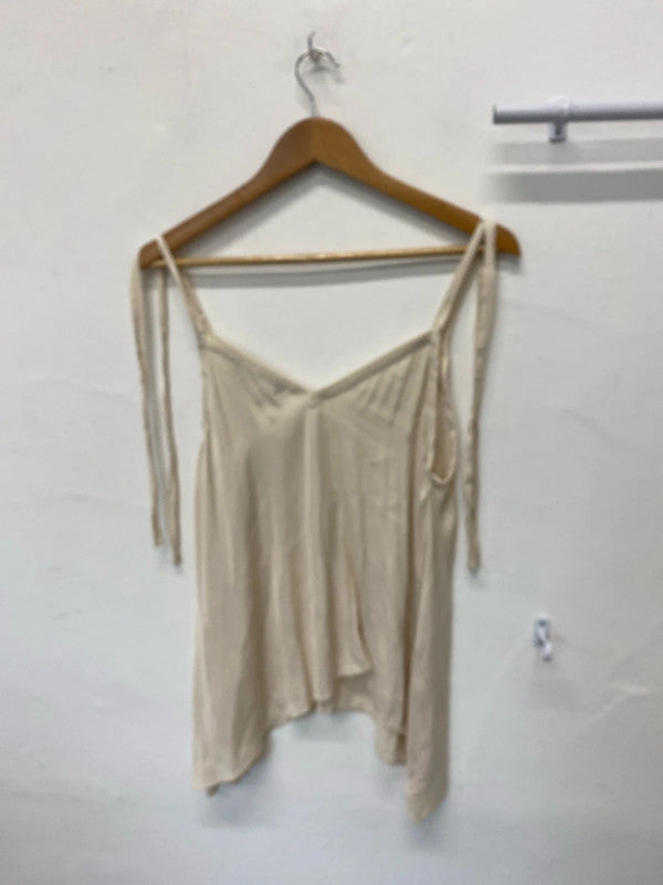 Fabulous soft Cream delicate camisole top tie shoulders UkM JM004