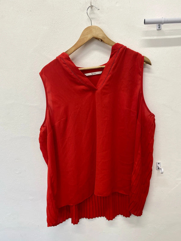 Fabulous TU fiery Red summer top pleated back Uk20 kN002