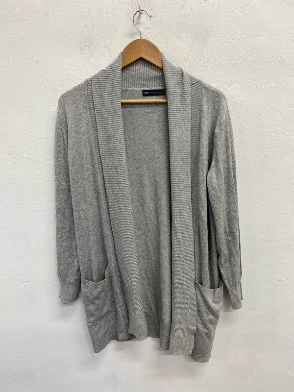 Stunning M&S grey longline cardigan cosy UK M HA001