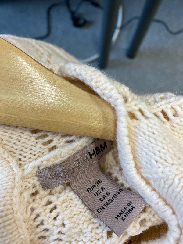 Fabulous Peach crochet knit wool blend jumper Uk10 JB001