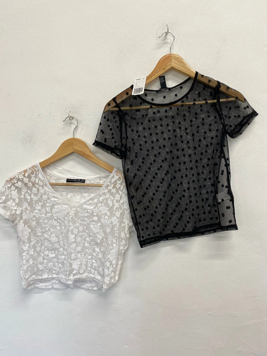 Fabulous duo of mesh tops Uk10 forever 21 & Primark #5 JR001