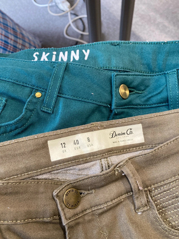Fabulous duo of Green skinny jeans Uk12L M&S #11 KW002