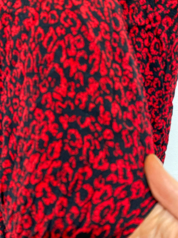 Fabulous Zara red & black abstract tiered mini dress Spanish vibes UkXS JA001